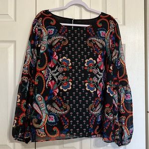 Zac & Rachel Paisley Blouse Top, Size XL